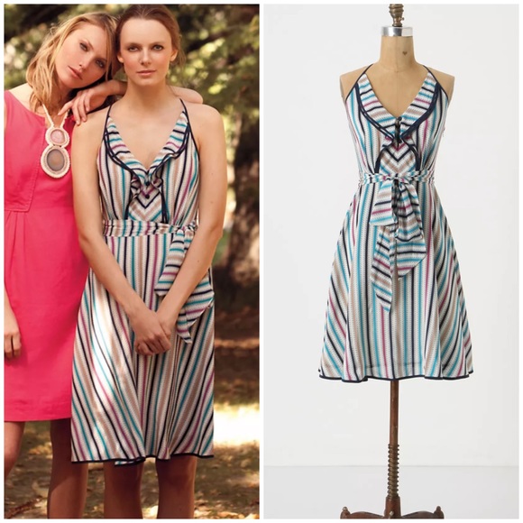 Anthropologie Dresses & Skirts - Anthropologie Girls From Savoy Silk Striped Gull Wing Dress Size 2